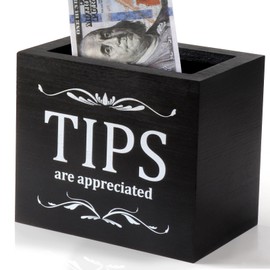 Yamahiko Tip Jars for Money Wooden Tip Collection Box Jar Bucket 6 x 4 x 5 Inch Money Coin Storage Container Donation Suggestion Raffle Cash Box for Restaurants Musicians Bartender Bars Driver