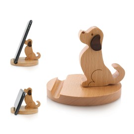 Esoes Animal Phone Stand, Wooden Phone Holder, Phone Stand for Desk, Cute Desktop Phone Holder, Animal Tablet Holder, Smartphone Stand, Creative Table Decoration (Puppy)
