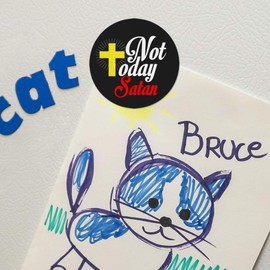 Not Today Satan Cross Christian Religious Refrigerator Fridge Locker Vinyl Circle Magnet Set