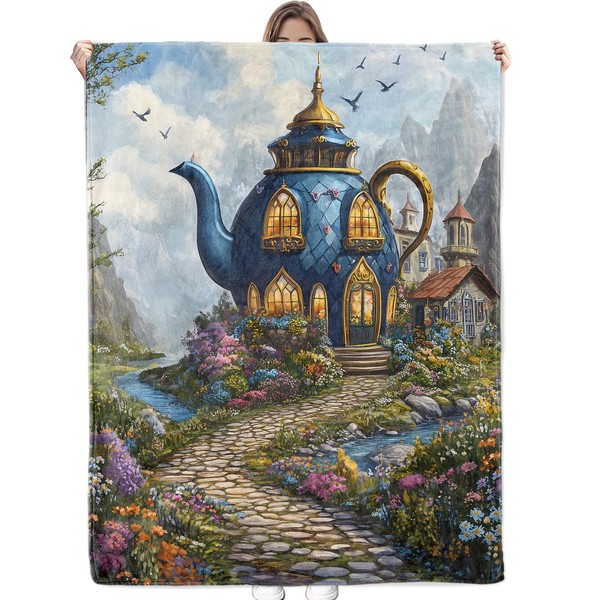 Bidesk Teapot Shaped House Blanket - Ultra Soft, Cozy, Lightweight,