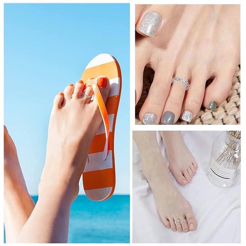 GXGM 12 Pcs Women Open Toe Rings Adjustable Band Rings