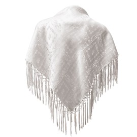 Silk cloth dirndl costume cloth 75 x 75 cm dirndl cloth 100% silk fringe cloth for traditional costume silk scarf with fringes shoulder scarf silk clouth best quality, White