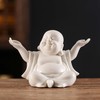 Houlu Small White Laughing Buddha Statue for Home Decor, Ceramic