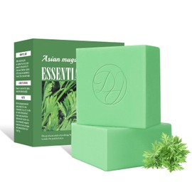 KYDA 2 Pcs Mugwort Soap Bar, Handmade Mugwort Bath Soap, Mugwort Essential Oil Bath Soap, Bath & Body Cleansing Soap Bar, Firm and Tender Skin, Mildly Cleansing with Natural Plant