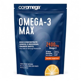 Coromega Max High Concentrate Omega-3 Fish Oil Squeeze Packets, DHA and EPA, Citrus Burst, 30-Count                                                   