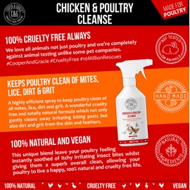 C&G Pets Chicken & Poultry Cleanse 500 ML By Cooper And Gracie | Keeps Poultry Clean Of Mite Lice | Removes Dirt And Grit From Skin And Feathers | Safe Around Poultry Feeding Area