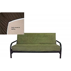 OctoRose Green Easy Fit Fitted Futon Cover | Bonded Micro-Suede Slipcover | Sofa and Day Bed Elastic Mattress Cover | Machine-Washable No-Slip Couch Protector | Fits Queen-Sized Bed (60x80)