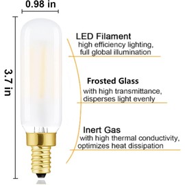 T6 Led Bulb, T6.5 Dimmable E12 Edison Light Bulbs Warm White 2700K, Frosted Glass,250lm, 25W Candelabra Incandescent Bulbs Equivalent Vintage LED Filament Candle Bulb with Decorative, 6Pack.