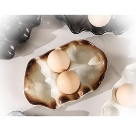 ARFUKA Egg Basket Ceramic Egg Holder Egg Tray for Refrigerator Countertop Egg Container Eggs Keeper Storage Organizer for Display Kitchen White