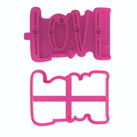 LissieLou Love Capitals Cookie Cutter and Stamp Wedding Icing Stamp Fondant Embosser - Light Pink