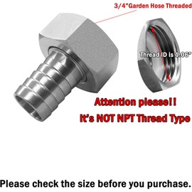 Beduan Stainless Steel Garden Hose Swivel Fitting 1/2" Barb x 3/4" GHT Female Thread Adapter Connector Garden Hose Repair