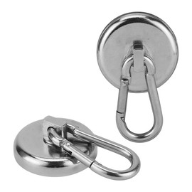 LeMag L42-2 Magnetic Carabiner Hook, 138.8 lbs (63 kg) Heavy Duty, Neodymium Magnet, Swivel, Hang Bags, Perforated Metal Walls, Hang Wallets, Use in Warehouses, Diameter: 1.7 inches (42 mm)