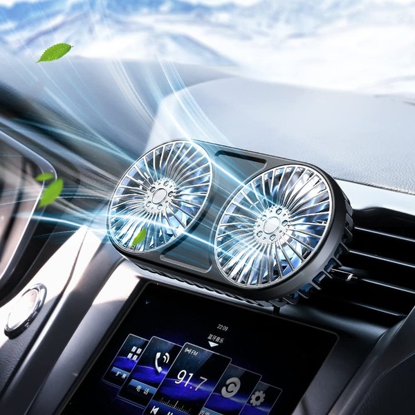 AUSTYLCO Car Fan with USB Port, Car Fan, Double Headed
