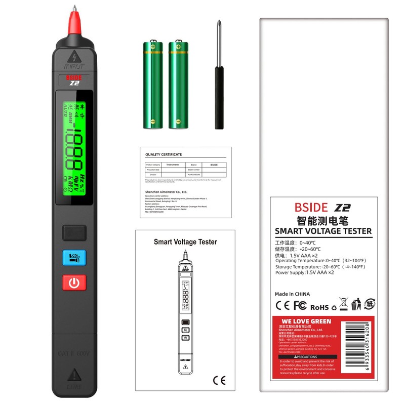 BSIDE Z2 AC Voltage Tester Non-Contact Voltage Detector Pen, Electricity