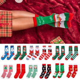 TENYSAF Women Christmas Socks Funny Crew Sock for Female Colorful Novelty Patterned Xmas Socks 12 Pack US 6-11