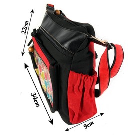 Masha Bag Indian Cotton and Leather Shoulder Bag for Women Ethnic Boho Handbag Hippie Bag, red