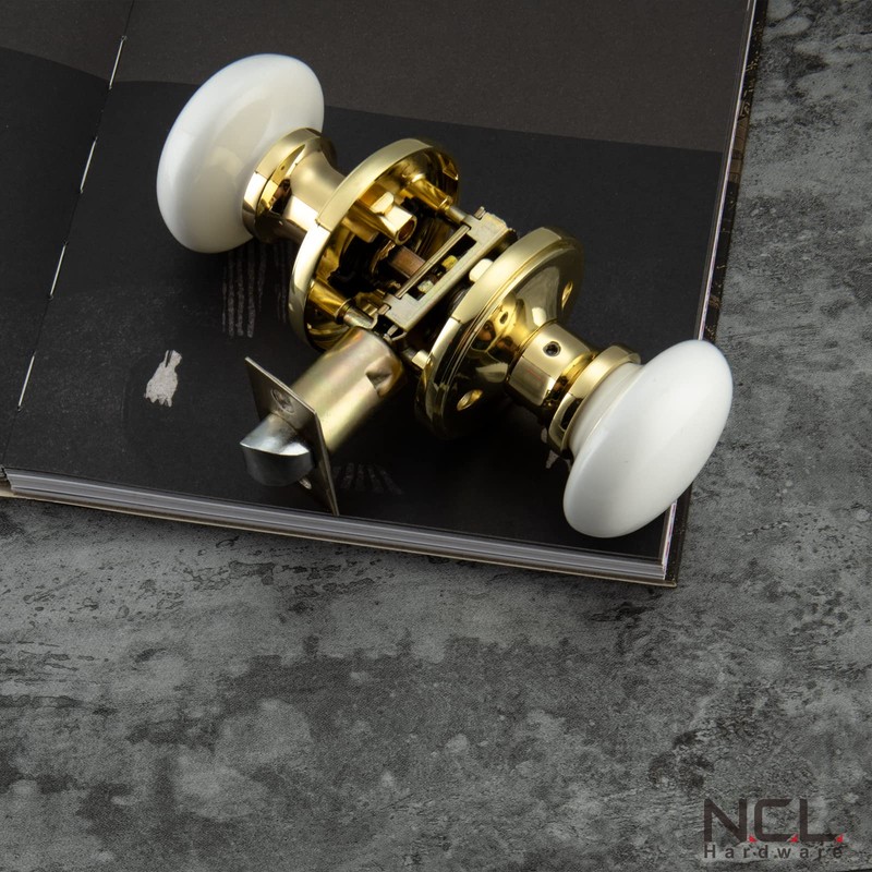 NCL White Door Knobs, Round Passage Door Knob (3 Pack),