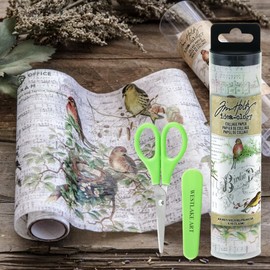 westlake art Advantus Advantus Two-Sided Scrapbook Paper, 0.48 Oz, Bundled with Paper Scissors, Idea-Ology Aviary Collage Craft Paper Roll, 6 Yards, Versatile for Scrapbooking & Mixed Media