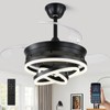 Retractable Ceiling Fan with Lights,Dimmable,6 speeds,DC Motor,36 inch Modern DIY