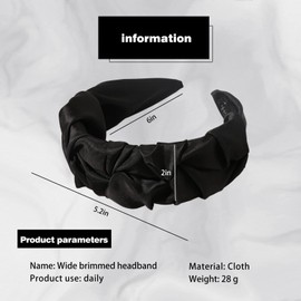 Women's Headband with Shimmering Braided Surface in Ruffle Look Headband Wide Headband Girls Soft Hair Gentle Comfortable Black