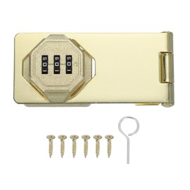 MECCANIXITY Password Hasp Locks Keyless Combination Lock 4 Inch Twist Knob No Drilling Required for Door Security Gate Small Doors Cabinets Bathroom Closet Fence Garage Garden(Gold)