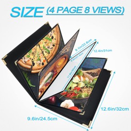 Menu Book A4 2 Set Menu Table 4 Pages and 8 Buzies Leather Look - Suitable for Restaurant Cooking, Commercial Use, Academic Papers, Office Data Organization, Home School and More