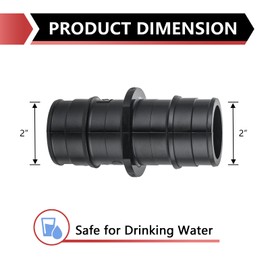 2-Pack EFIELD Poly PPSU Pex-A Expansion Fitting 2" X 2" Straight Coupling For Pex-A Tubing Connection, ASTM 1960,(PPSU1960103)