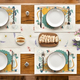 Artoid Mode Lion Turtle Jungle Children's Place Mats Set of 4 30 x 45 cm Washable Place Mats Kitchen Party Decoration