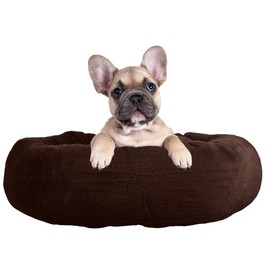 PETMAKER Dog Bed - Donut Dog Bed and Cat Bed for Small Pets - Dog Bed with Removable Washable Cover and Anti-Slip Bottom - Puppy Essentials (Brown)