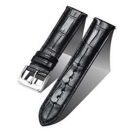 BINLUN Alligator Leather Watch Band Crocodile Grain Leather Watch Straps Quick Release Replacment Classic Vintage Genuine Leather Watch bands for Men Women 21mm Black with Silver Buckle