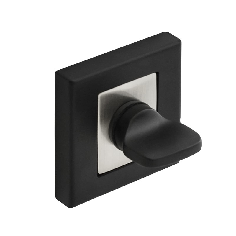 DecorAndDecor Square Escutcheon Thumb Turn Key Rose (Black/Chrome WC Thumb