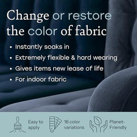 Fabricoat - Pintura de tela para muebles - 17 onzas / 500 ml azul oscuro - Restaura o cambia el color de los sofás, sillas, tapicería, muebles suaves, interiores de automóviles, ropa y calzado