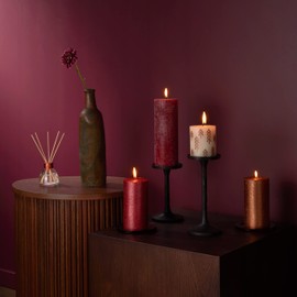 Bolsius Candela rustica a pilastro, rosso scuro, 19 x 7 cm (confezione da 4)