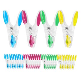 Axinost, Pack of 30 Clothes Pegs, Sturdy, Windproof, Soft, Imprint-Free, Flower, Multicoloured, Robust Plastic, Made of Rubber Plastic, Multicoloured, Yellow, Green, Blue and Rose Red