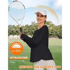 IECCP Womens Workout Tops Long Sleeve Running Tops Uv Sun Protection Hiking Athletic Shirts Rash Guard Upf50+ Black Small