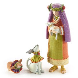 MACKENZIE-CHILDS Patience Brewster Nativity Figurine, Christmas Nativity Home Decor, Shepherdess with Dog