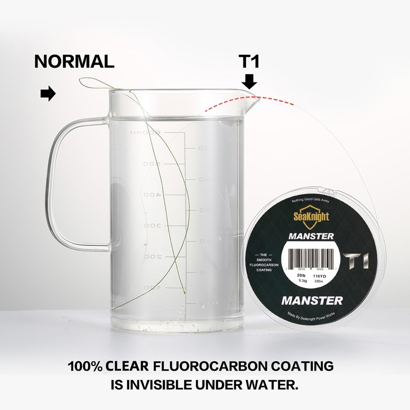 Seaknight T1 Fluorocarbon Single String Fishing Line Fluorocarbon Coated 100