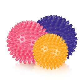 Spiky Massage Balls Combo- Plantar Fasciitis, Trigger Point, Deep Tissue, Myofascial Release, Stress Ball, Yoga Pilates Exercise, Rehab, Physio, (Yellow, Pink, Purple, 6cm, 7.5cm, 8cm)