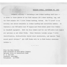 1966 Ford Galaxie 500 and Galaxie 500 7 Litre Press Photo and Release 0388
