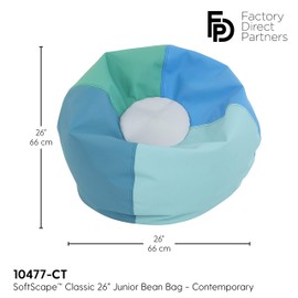 Factory Direct Partners 10477-CT SoftScape Classic 26" Junior Bean Bag Chair, Furniture for Kids, Perfect for Reading, Contemporary