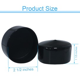 2 1/2 Inch Rubber End Caps Round Rubber Caps Plug Insert Decking Caps Black Rubber Tips PVC Flexible Vacuum Caps Plastic End Caps for Pipe Tube Pack of 8