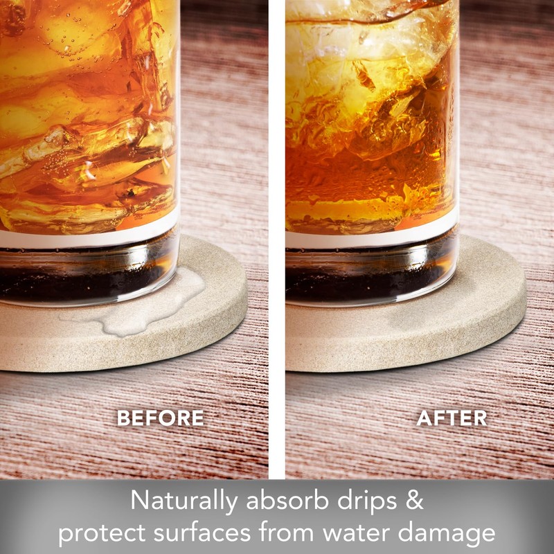 Thirstystone Natural Sandstone Coaster with Protective Cork Backing 4 Pack