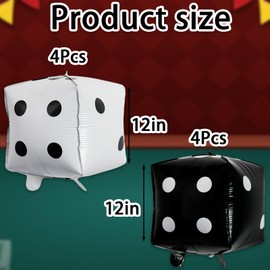 8PCS Giant Dice, Inflatable Dice, 30CM Fun Giant Dice Big Dice Large Dice for Children, for Indoor Outdoor Broad Games Lawn Pool Party Birthday Party Decorations(4*Black + 4*White)