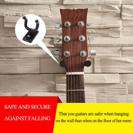 WOGOD Guitar Wall Mount Hanger Hook Holder Stand 2 Pack Guitar Hangers Hooks for Acoustic Electric and Bass Guitars (2Pack-Black)
