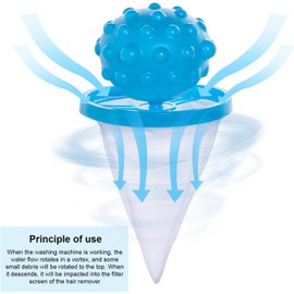 Floating Hair Removal Mesh Bag with Silicone Ball–Reusable Pet Fur Catcher for Laundry–Lint Trap and Filter for Washing Machine, Portable Washer Cleaning Tools (2 Pack, Blue + Purple)