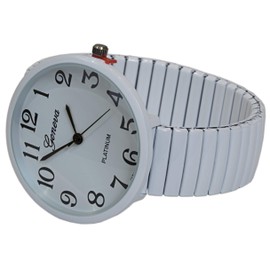 White Super Large Face Flat Stretch Band Easy to Read Watch