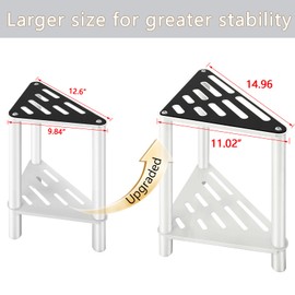 VOTZAAQ Shower Foot Rest, 14 in Shower Stool for Inside Shower, Stainless Steel Waterproof Shower Stool for Shaving Legs, Corner Bathroom Bench Seat with Storage Shelf for Small Shower Spaces(White)