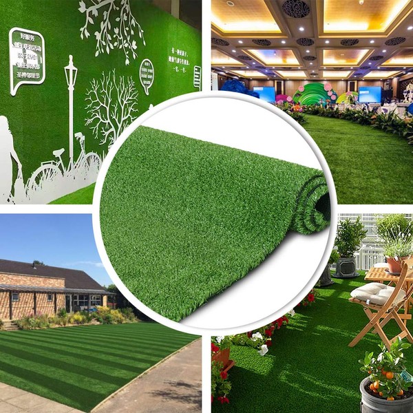 Synthetic Artificial Grass Turf 5FTX8FT Indoor Outdoor Balcony Garden Synthetic Grass Mat, Party Wedding Christmas Rug,Drainage Holes Faux Grass Rug Carpet for Pets