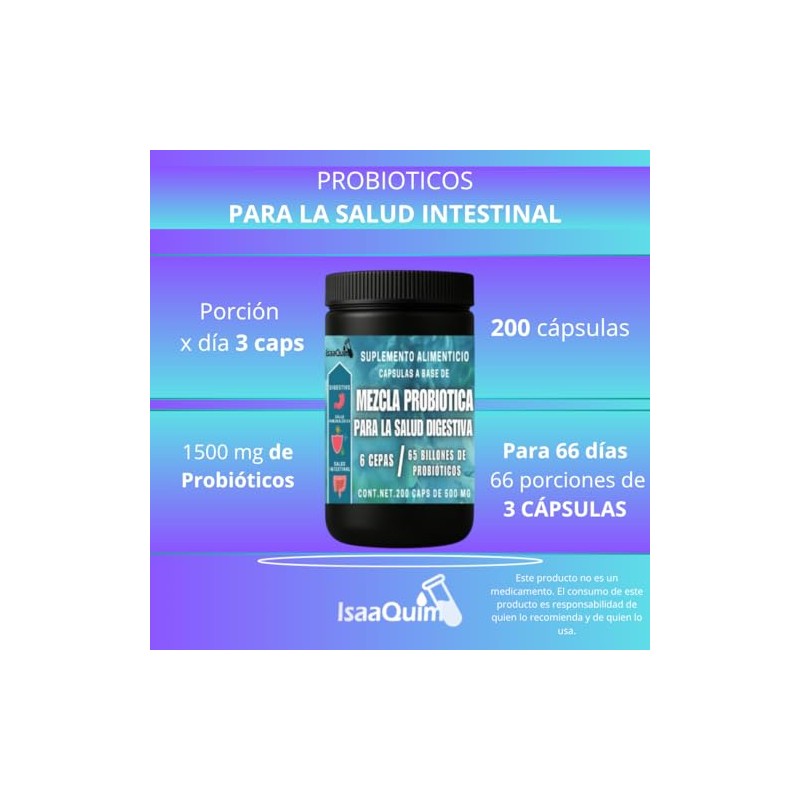 IsaaQuim Mezcla Probiótica Salud Digestiva 6 Cepas