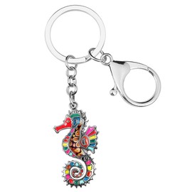 DALANE Enamel Alloy Hippocampus Seahorse Keyring Handbag Key Ring Ocean Jewellery Gifts for Women Girls, multi-coloured